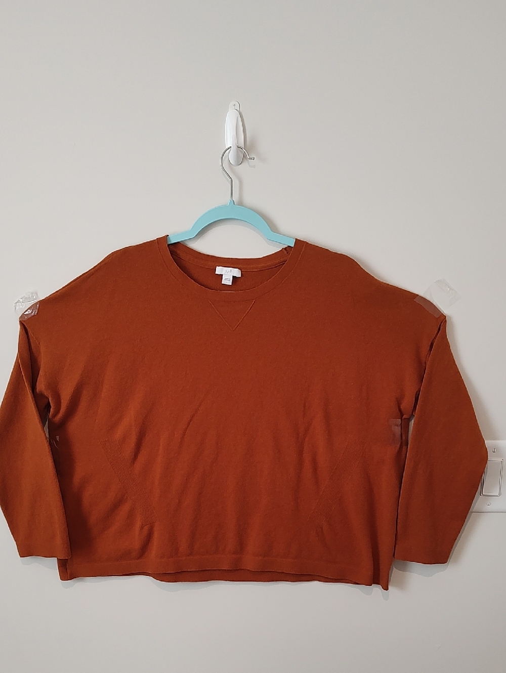 J. Jill Burnt Orange Pullover Box Cut Lightweight Sweatshirt Soft Casual Preppy